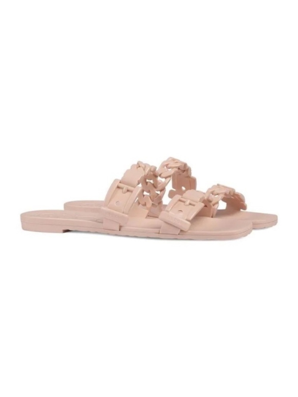 Gucci Teena Chain Link Rubber Slides Blush Pink Flat Sandals 39